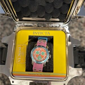 Invicta Pink Strap with Orange and Green Dial Watch LIMITED EDITION
